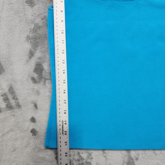 Vintage Lilli Rubin Top Womens S Blue Off Shoulder Smocked Stretch Knit Coquette - Picture 8 of 9